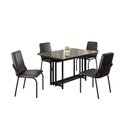 Ver imagem 2 de Conjunto Sala de Jantar Mesa 120x90cm Base Pérola Tampo MDF com Vidro Malibu Preto/Fosco
