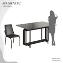 Ver imagem 5 de Conjunto Sala de Jantar Mesa 120x90cm Base Pérola Tampo MDF com Vidro Malibu Preto/Fosco