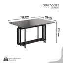Ver imagem 3 de Conjunto Sala de Jantar Mesa 120x90cm Base Pérola Tampo MDF com Vidro Malibu Preto/Fosco
