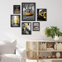 Ver imagem 1 de Kit Composição 6 Quadros Fotografias Cidades Amarelo e Preto - com Vidro:madeira Preta
