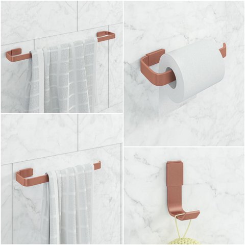 Kit de Acessórios para Banheiro 4 Peças Stander:rose