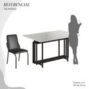 Ver imagem 5 de Conjunto Sala de Jantar Mesa 120x90cm Base Pérola Tampo MDF com Vidro Malibu Preto/Fosco