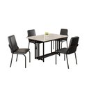 Ver imagem 2 de Conjunto Sala de Jantar Mesa 120x90cm Base Pérola Tampo MDF com Vidro Malibu Preto/Fosco