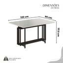 Ver imagem 3 de Conjunto Sala de Jantar Mesa 120x90cm Base Pérola Tampo MDF com Vidro Malibu Preto/Fosco