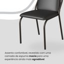 Ver imagem 6 de Conjunto Sala de Jantar Mesa 120x90cm Base Pérola Tampo MDF com Vidro Malibu Preto/Fosco