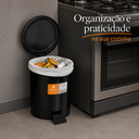 Ver imagem 4 de Lixeira Plástica com Tampa e Pedal 7 Litros Banheiro Cozinha:Preto