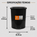 Ver imagem 2 de Lixeira Plástica com Tampa e Pedal 7 Litros Banheiro Cozinha:Preto