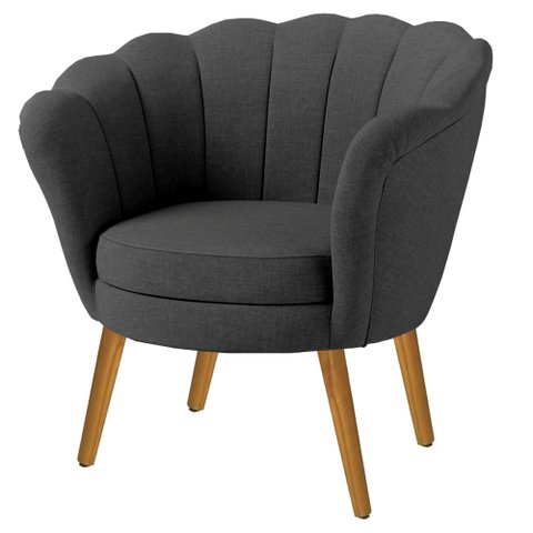 Poltrona Pétala em Linho Premium 06-chumbo Sua Casa Decorações