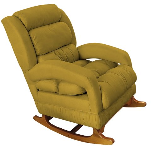 Poltrona Amamentação Liz de Balanço Suede Amarelo - Dominic Decor