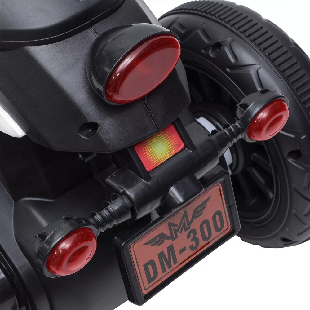 Moto Elétrica Infantil 6v Harley Triciclo Branca Farol de Led e Sons com Música e Buzina - 3