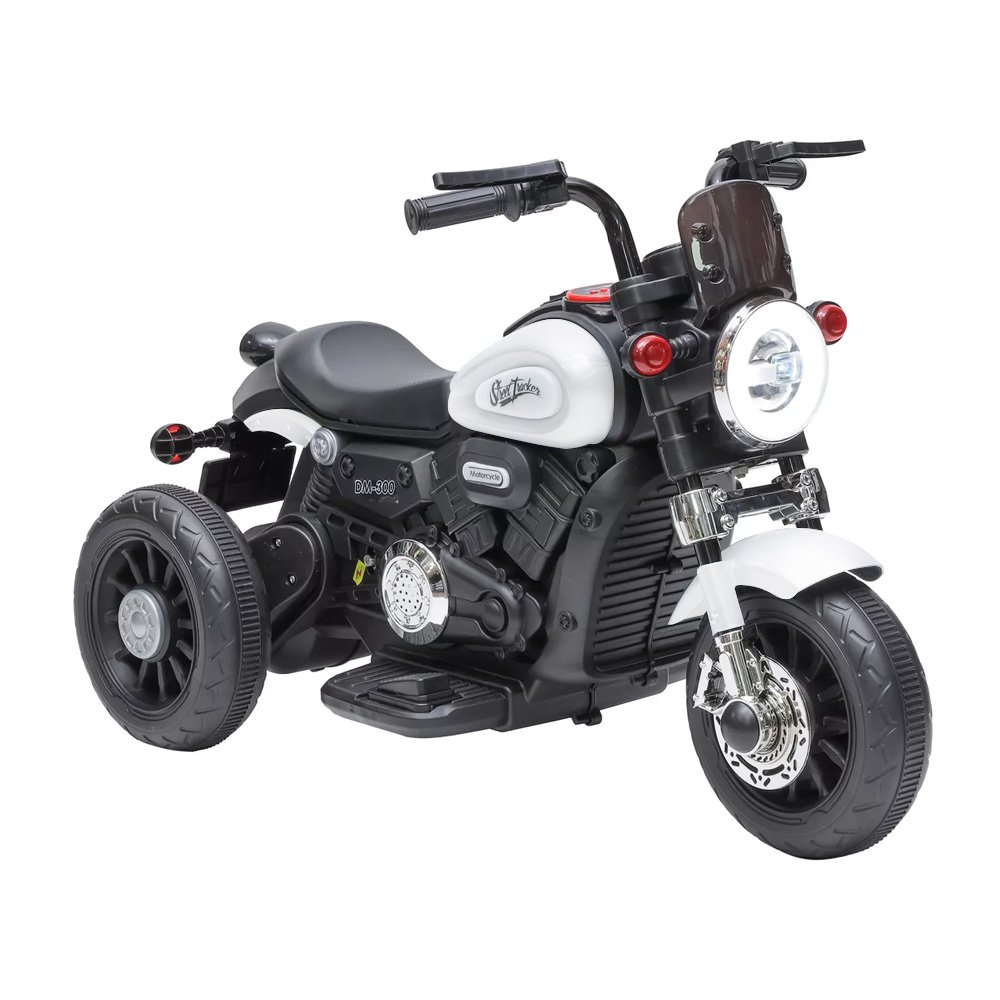 Moto Elétrica Infantil 6v Harley Triciclo Branca Farol de Led e Sons com Música e Buzina - 4