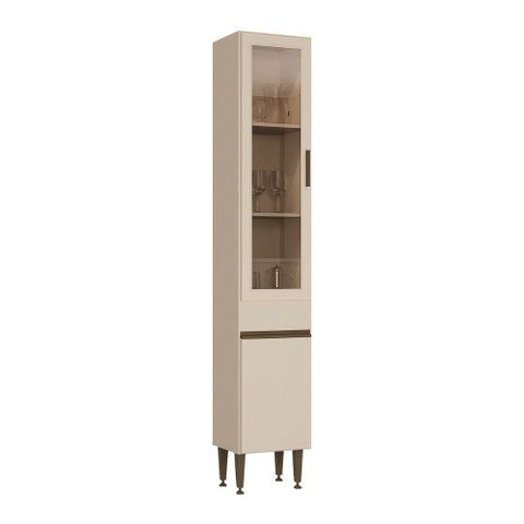 Paneleiro Armário de Cozinha com Vidro 2 Portas 36cm Milano Multimóveis MP2482 Vanilla/Incolor