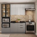 Ver imagem 1 de Cozinha Completa Lumina 7 Portas 4 Gavetas com Vidro Cinza - Telasul