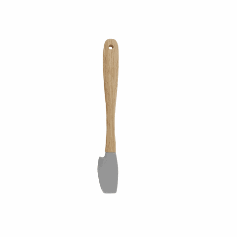 Jogo 2 Meia Espát Retas Silicone Cabo Bambu 21 Cm Mimo