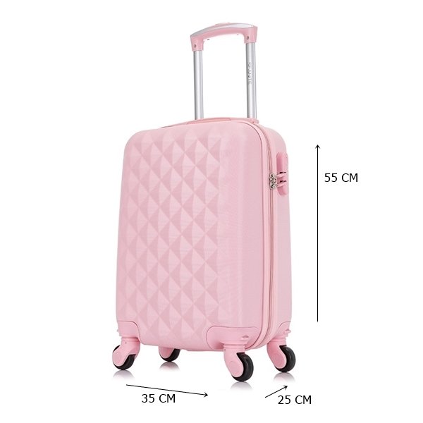 Kit Mala Rodinha + Frasqueira Seanite Diamante P 20" a Bordo - Rosa - 2