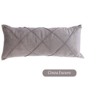Capa Almofada Retangular Baguete Grande Veludo 30x65 - Cinza Escuro