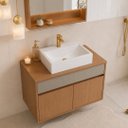 Ver imagem 2 de Conjunto Gabinete de Banheiro Suspenso com LED Llily 70cm