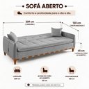 Ver imagem 3 de Sofá Cama Luca 3 Lugares 209cm Cinza Linho Lojas Curitibanas