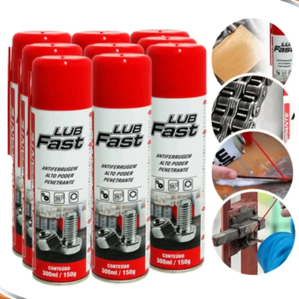 Lub Fast Spray Antiferrugem Óleo Desengripante 300ml Carros Bikes:9