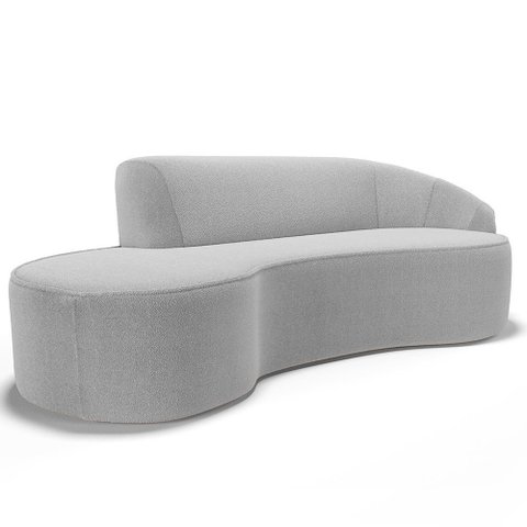 Sofá 3 Lugares Curvo Living Firenze Direito D02 Bouclê Cinza 210cm B-56 - Lyam