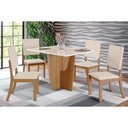 Ver imagem 1 de Conjunto: Mesa Sala Jantar Vértice C/ Tampo Reto Madeirado C/ Vidro 120x80cm e 4 Cadeiras Milla