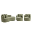 Ver imagem 1 de Kit Sofá Orgânico Curvo Feijão + 02 Poltronas Estúdio Amore Bouclê Verde Oliva - Montanaris Decor