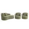 Kit Sofá Orgânico Curvo Feijão + 02 Poltronas Sala Estúdio Amore Bouclê Verde Oliva - Vimont Moveis - 1