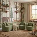 Ver imagem 2 de Kit Sofá Orgânico Curvo Feijão + 02 Poltronas Sala Estúdio Amore Bouclê Verde Oliva - Vimont Moveis