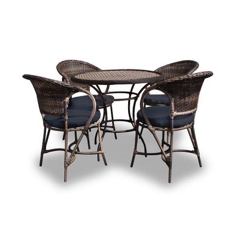 Conjunto de Mesa Fibra Sintética Arcobalena - 4 Poltronas + 1 Mesa - Tecido Lisato Marinho