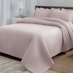 Kit Colcha Casal Boutis 3 Peças Rosa - 1