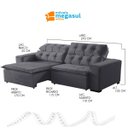 Ver imagem 3 de Sofá Retrátil Reclinável 5 Lugares 270cm com Pillow Veludo Cinza Alasca Megasul