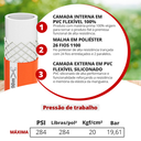 Ver imagem 4 de Jogo Mangueira Trançada Jardim Extra Forte e Esguicho Bitola 1/2'' Esp. 2,3mm Rolo 20 Metros Durín