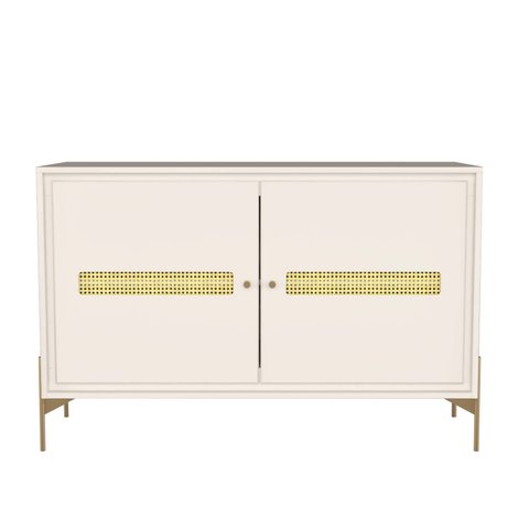 Balcão Buffet Paraty 113 Cm 2 Pts Laca com Portas em Palhinha Off White
