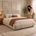 Ver imagem 6 de Conjunto Cama Casal Cabeceira Star Divani Bouclé Premiun Detalhes em Courino Luxouso Moderna Elegant