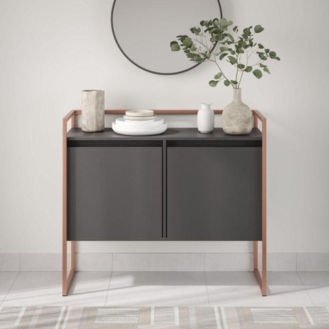 Buffet Solar Nobre para Sala Industrial 2 Portas MDP 100,9cm Preto Plata Móveis
