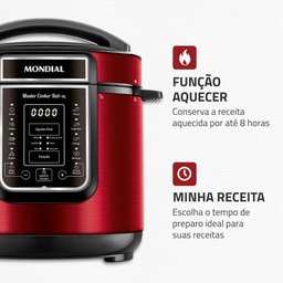 Panela de Pressão Elétrica Digital 6l Mondial Vermelho/inox Pe-60-6l-ri 220v/60hz - 2
