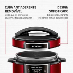Panela de Pressão Elétrica Digital 6l Mondial Vermelho/inox Pe-60-6l-ri 220v/60hz - 3