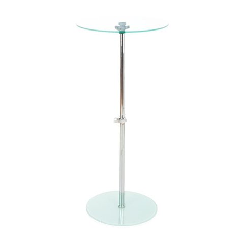 Mesa de Apoio Anm0110m Anima Office Tampo Redondo Vidro Regulagem Altura Base Vidro Temperado