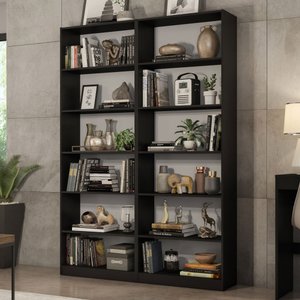 Kit Madesa com 2 Estantes Livreiro 6908 Preto Cor:preto