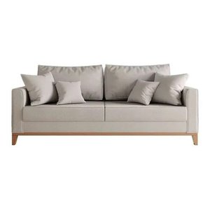 Sofá 3 Lugares Beny Base de Madeira Linho Cru Rr Decor