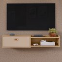 Ver imagem 2 de Rack Home Suspenso 1.20 Estante Tv 42" Bancada Flutuante 1 Porta Nicho Decoração Sala Quarto Retrô