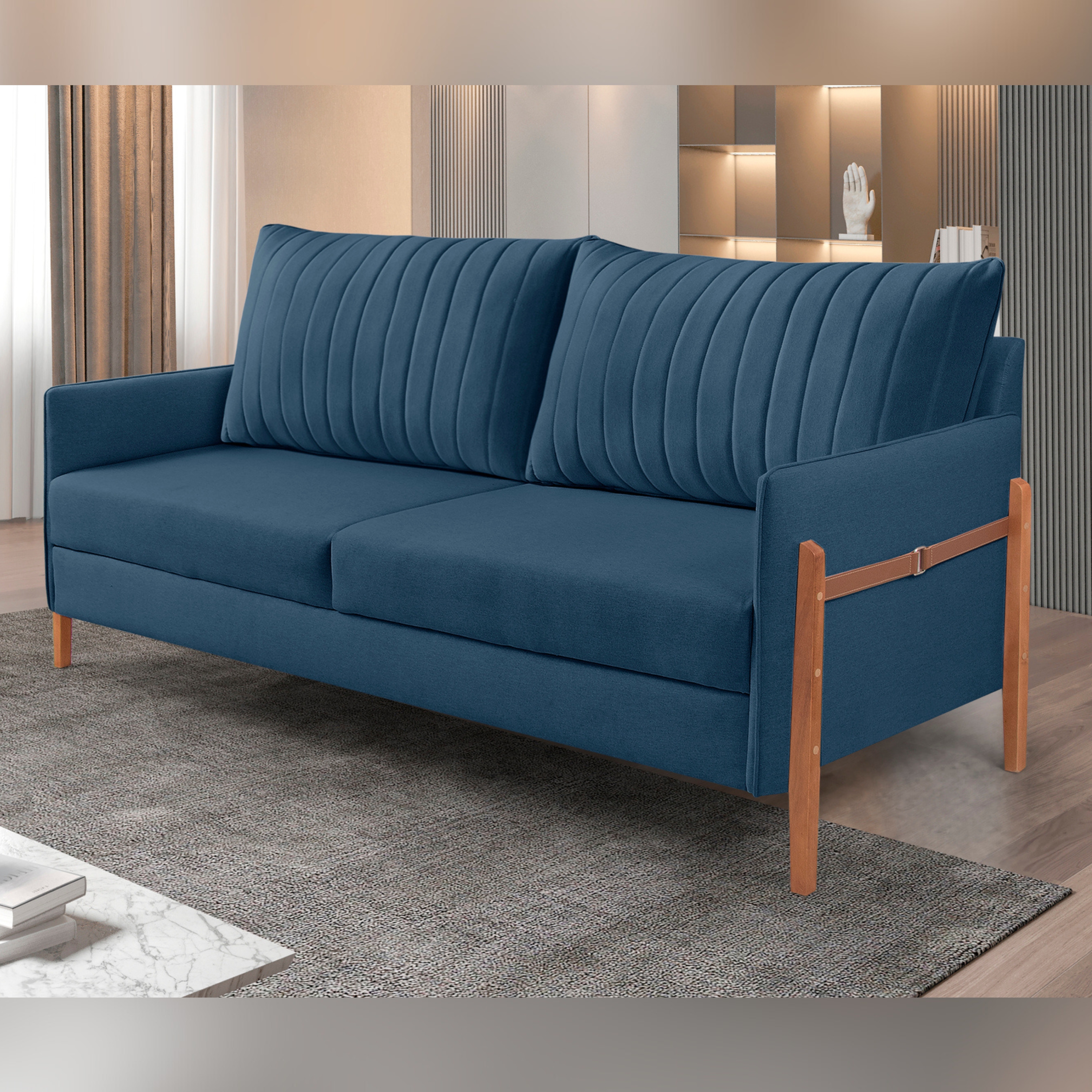 Sofá 2 Lugares Living Orion Design Ergonômico Bege Médio