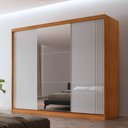 Ver imagem 1 de Guarda Roupa Casal Connor Mdf 3 Portas e 4 Gavetas 6 Prateleiras com Espelho Moderna Mobília