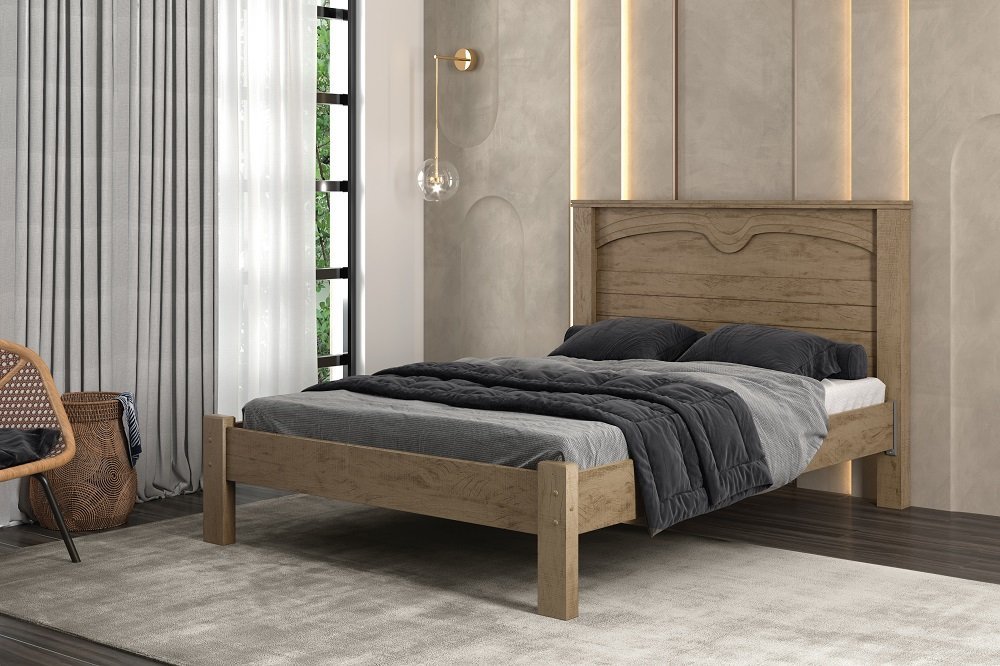 Cama Casal Queen Amsterdã Reforçada Pés com Proteção Fenix