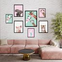 Ver imagem 1 de Kit 7 Quadors Animais Bubble Gum:moldura Branca