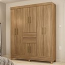 Ver imagem 2 de Kit Guarda Roupa Casal 8 Portas Munique Cômoda Astral - Amêndola Touch