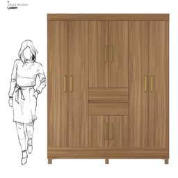 Kit Guarda Roupa Casal 8 Portas Munique Cômoda Astral - Amêndola Touch - 7