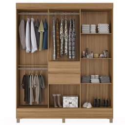 Kit Guarda Roupa Casal 8 Portas Munique Cômoda Astral - Amêndola Touch - 5