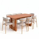 Ver imagem 3 de Conjunto de Jantar Mesa Tali 210cm e 8 Cadeiras Ema CabeCasa MadeiraOriginals Marrom/Prata