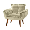 Ver imagem 2 de Kit 2 Poltrona Opala Bege Suede Decorativa para Sala Escritório Biselos-decor
